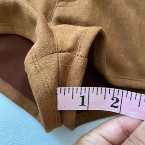 Windsor Brown Faux Suede Micro Shorts Y2K Low Rise Clubwear S thumbnail 7