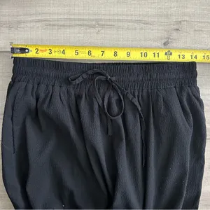 Baltic Born Black High Rise Wide Leg Pull On Drawstring Casual Trouser Pants M thumbnail 9
