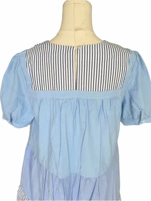 English Factory - NWT Mixed Print Tiered Mini Dress Blue Sz S thumbnail 5