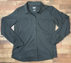 REI Co-Op Sahara Long Sleeve Button Shirt Roll Tab Sleeves Vented Yoke Women's S thumbnail 1