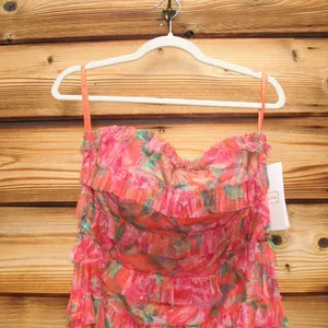 Mac Duggal 8137 Multicolor Strapless Floral Micro Ruffle Dress thumbnail 10