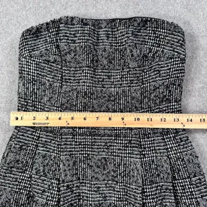 Express Design Studio Tweed Straples Mini Dress Size 6 Black Wool Sheath Pleated thumbnail 4