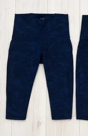 Lululemon Wunder Train High-Rise Crop Leggings 21" Heritage Camo Navy Blue Sz 6 thumbnail 1