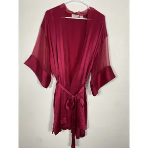 Victoria's Secret Pink Satin Sheer Sleeve Tie Waist Kimono Robe One Size thumbnail 5