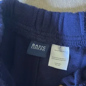 Basic Editions 100% Cotton Navy Blue Drawstring Sweatpants Size Small thumbnail 6