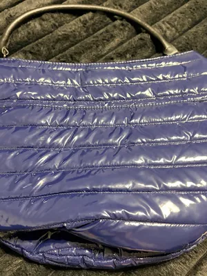 THINK ROYLN Quilted Puffer Shoulder Bag in Blue with Black Handles thumbnail 4