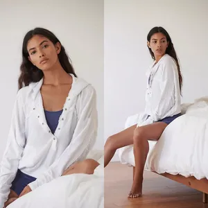 Free People Movement Windy Meadow‎ Hoodie White S/P Fall Winter Cozy Lounge thumbnail 2