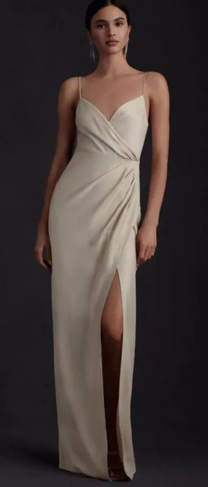 BHLDN Anthropologie Tank Top Maxi Dress Gown Freya Satin‎ Charmeuse Slit Formal thumbnail 1