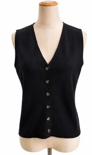 Joie NWT Black Button Front Knit Vest Size Medium thumbnail 1