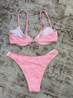 Pink & White Floral Bikini Set thumbnail 9