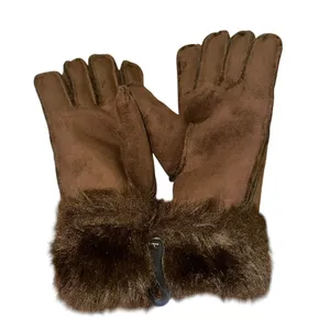 NWT Womens Brown Faux Fur Cuff Gloves Cozy Winter‎ Dress Gloves thumbnail 2