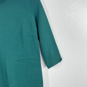 Boden Green Ottoman Ribbed Knit Mock Neck Shift Dress‎ US 6R 3/4 Sleeve thumbnail 7