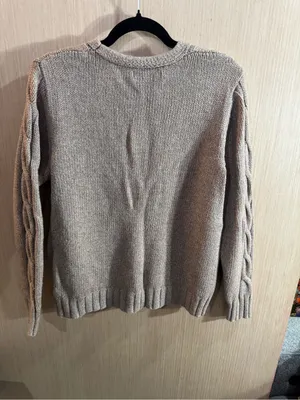 Women’s Old Navy Butt Front Taupe Cable-Knit V-Neck Cardigan Size XL thumbnail 4