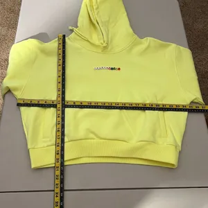 Teddy Fresh Hoodie Womens XL Highlighter‎ Neon Yellow Cropped 100% Cotton Beaded thumbnail 2