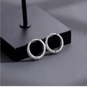 925 Silver Plated Small Hoop Earrings for Men, Unisex Punk Hip Hop Earrings thumbnail 2