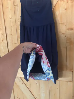Anthropologie Allihop Navy Strapless Tie Front Babydoll Mini Dress‎ M thumbnail 3