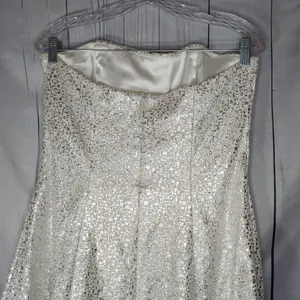 Vintage Jessica McClintock White and Silver Strapless Mini Cocktail Party Dress thumbnail 6