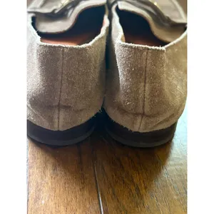 Tory Burch Suede Loafers Taupe Gold Logo Driving Moc Flats Size 8 thumbnail 8
