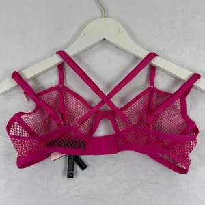 Victoria's Secret Very Sexy Low Cut Demi Unlined Fishnet Mesh Bra Pink Large NEW thumbnail 10
