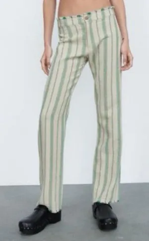 ZARA Boho Linen Beth Stripe Pants‎ thumbnail 1