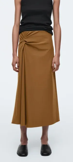 COS Twist Detail Midi Skirt Camel Brown Small thumbnail 1