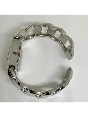 Studio silver tone women’s watch 24mm quartz cuff bracelet size 6.5” running thumbnail 6