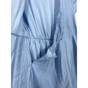 Lilyful Blue Solid Wrap V-Neck Tie Waist Lined Cap Sleeve Romper S Rayon thumbnail 8