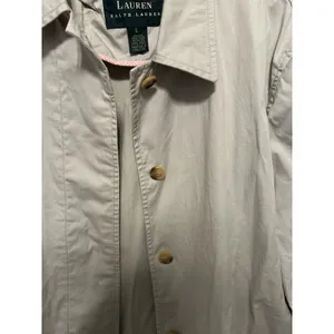 Lauren Ralph Lauren Cream Trench Coat Jacket Size Large Chic Minimalist Staple thumbnail 9