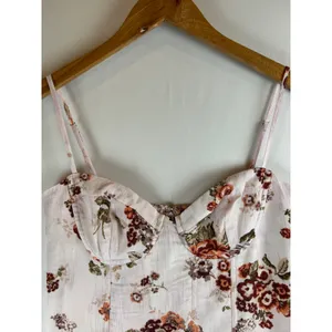 Brock Collection x‎ H&M Floral Bustier Mini Dress Pink Rose Linen Blend thumbnail 7