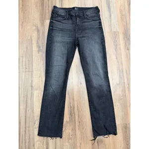 MOTHER The Rascal Ankle Snippet Night‎ Hawk Black Raw Hem Jeans 27 thumbnail 3