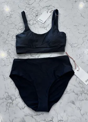 NWT Quince Black Italian Tank Bikini Top & High Rise Bottom Set Size XS thumbnail 1