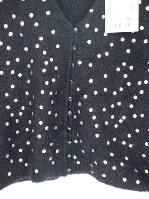 Sézane Lizy Cardigan Black Gold Metallic Dot Mohair Wool Blend Sweater Small thumbnail 9