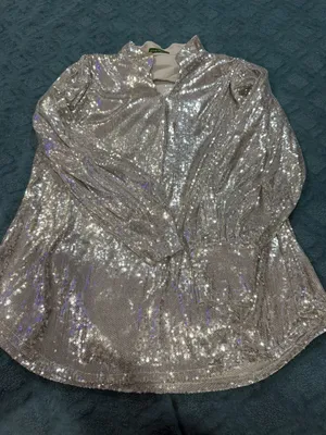 Josey Wynette Silver Sequin Long Sleeve V-Neck Blouse and Matching Jogger Set thumbnail 5