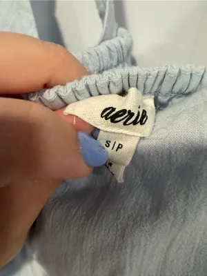 Aerie Blue Button Back‎ Cropped Tank Top - Classic Strappy Crop thumbnail 2