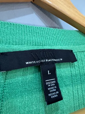 Green WHBM Knit V-Neck S/S Sweater Size L EUC thumbnail 5