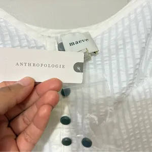 Anthropologie White Maeve Puff-Sleeve Sweetheart Top Size L NWT (READ) thumbnail 6