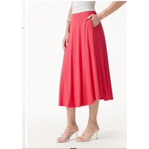 OGL Move Womens XL Liveable Green Elastic Waist Pleated Midi Skirt NWT thumbnail 3