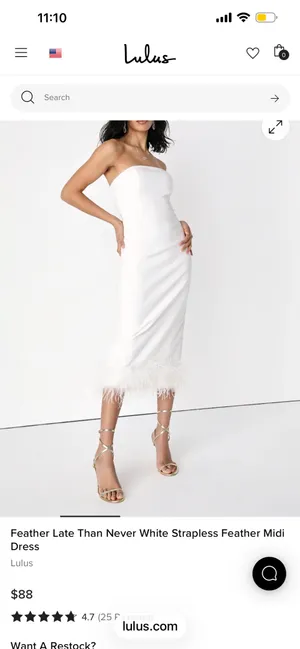 Lulus Strapless Midi White Dress Feathers thumbnail 6