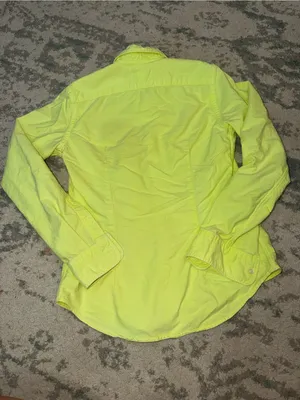 Vintage Ralph Lauren Sport Women's 4 Neon Lime Yellow Button Down Shirt thumbnail 3