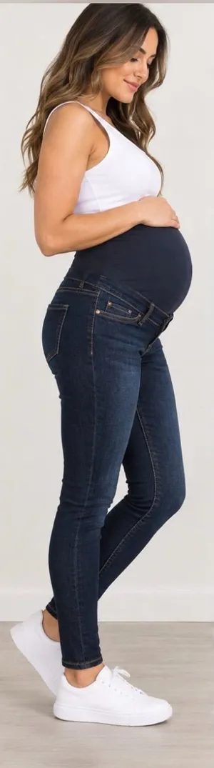 Old Navy Dark Blue Maternity Over-Belly Jeggings thumbnail 1