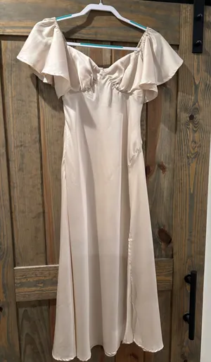 Cream Satin Midi Dress thumbnail 2