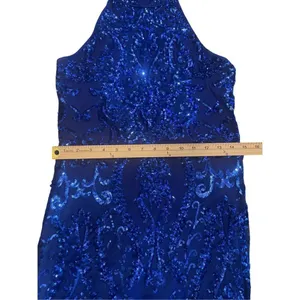 NWT Lulus Glittering Glamour Royal Blue Mock Neck Mini Dress L Bling Sexy Party thumbnail 7