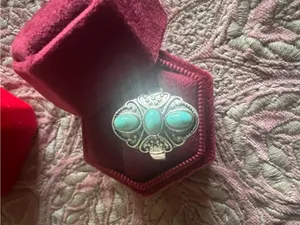 Women’s Stainless Steel Silver Faux Turquoise Ring Size 7 thumbnail 2