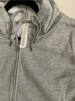 ALO Yoga NWT Accolade Full Zip Hoodie Athletic Heather Grey Relaxed Fit Size L thumbnail 7