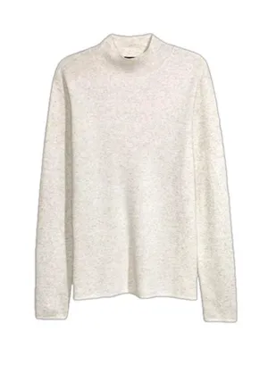 H&M Turtleneck Sweater Fine Knit Cream White XS thumbnail 1