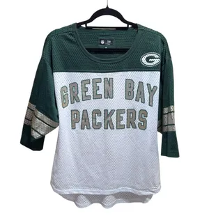 Women's NFL Team Apparel Green Bay Packers 3/4 Sleeve Jersey Shirt Size Medium thumbnail 1