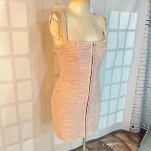House of CB London Pink Cate Ruched Mesh Square Neck Bodycon Mini Dress Medium thumbnail 4