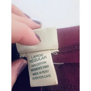 Vintage LL Bean Cotton Maxi Dress Maroon‎ Large Cottagecore Modest Prairie thumbnail 5