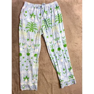 The Cat's Pajamas PJ Set Womens XS Blue Tropicana Palm Pima Cotton Lounge thumbnail 13