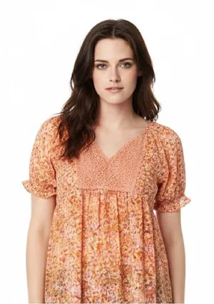 Mudd Peach Floral Blouse vintage size medium sheer babydoll Bella swan Y2K thumbnail 1